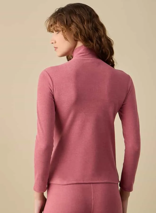 Splash FAV Ribbed Turtleneck Top with Long Sleeves