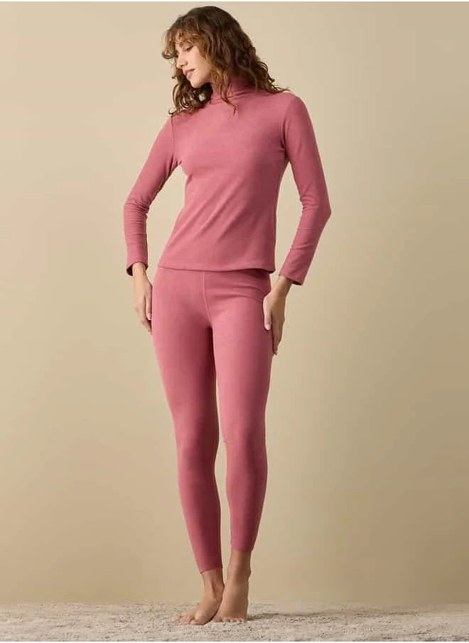 FAV Ribbed Turtleneck Top with Long Sleeves