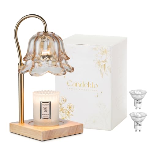 Candeldo Candle Warmer Lamp with Timer: Flower Gold Candle Lamps Height Adjustable Wax Melt Home Decor House Warming Christmas Gift for Women - Image 1