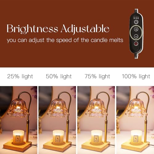 Candeldo Candle Warmer Lamp with Timer: Flower Gold Candle Lamps Height Adjustable Wax Melt Home Decor House Warming Christmas Gift for Women - Image 4