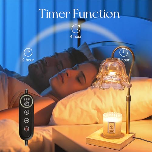 Candeldo Candle Warmer Lamp with Timer: Flower Gold Candle Lamps Height Adjustable Wax Melt Home Decor House Warming Christmas Gift for Women - Image 5