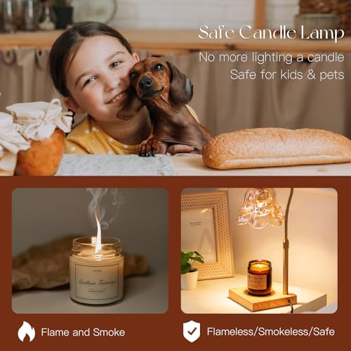 Candeldo Candle Warmer Lamp with Timer: Flower Gold Candle Lamps Height Adjustable Wax Melt Home Decor House Warming Christmas Gift for Women - Image 3