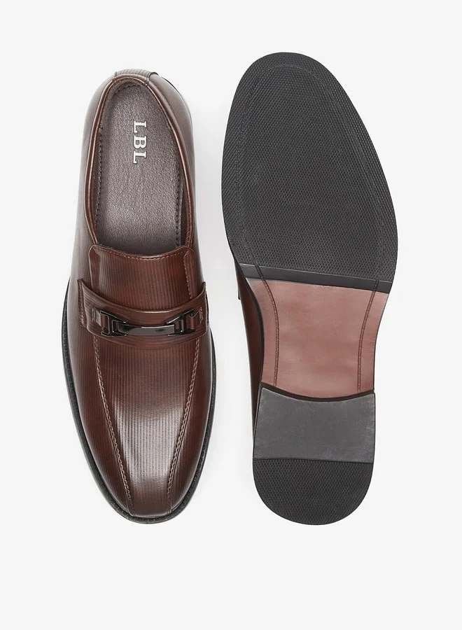 LBL by Shoexpress Men's Textured Slip-On Loafers with Metal Accent