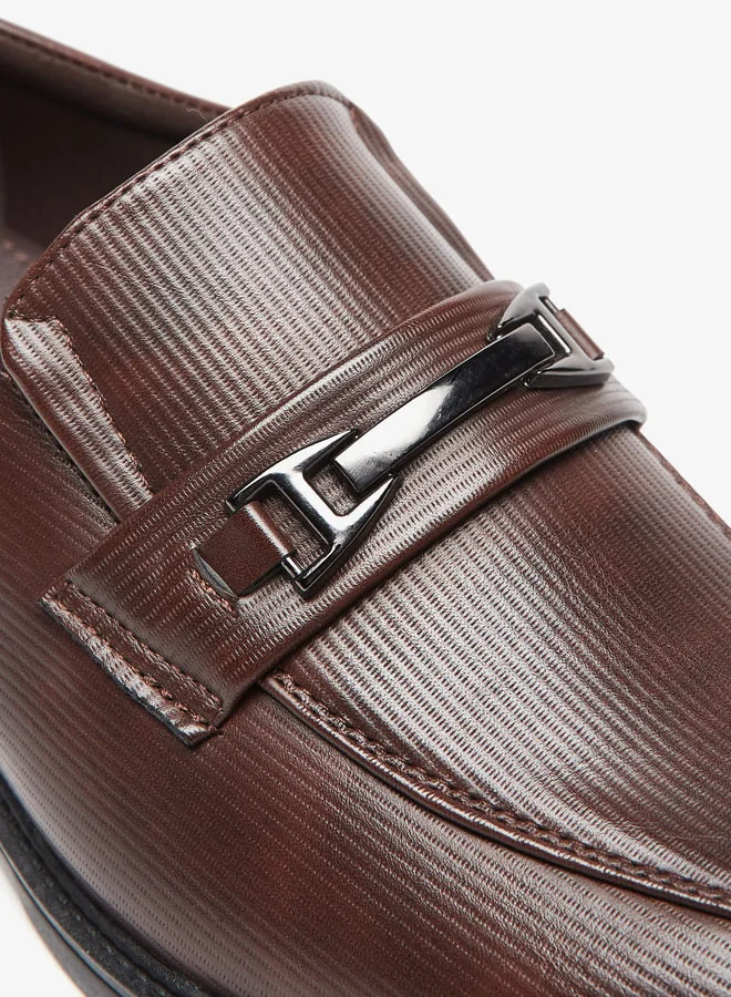 LBL by Shoexpress Men's Textured Slip-On Loafers with Metal Accent