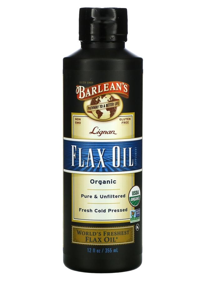 BARLEAN'S Organic Lignan Flax Oil 12 fl oz (355 ml)