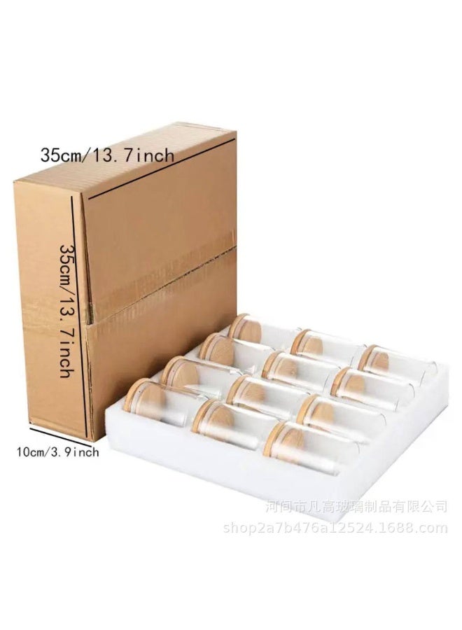12‑Piece Pure Glass Spice Jar Set with Round Design and Bamboo Lids – 200ml Each - Image 4