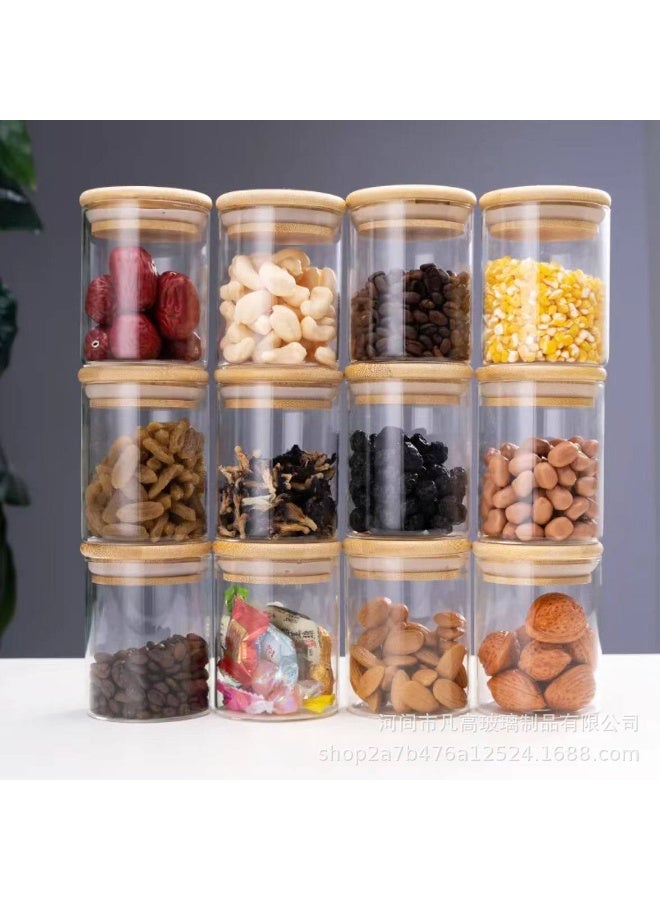 12‑Piece Pure Glass Spice Jar Set with Round Design and Bamboo Lids – 200ml Each - Image 2