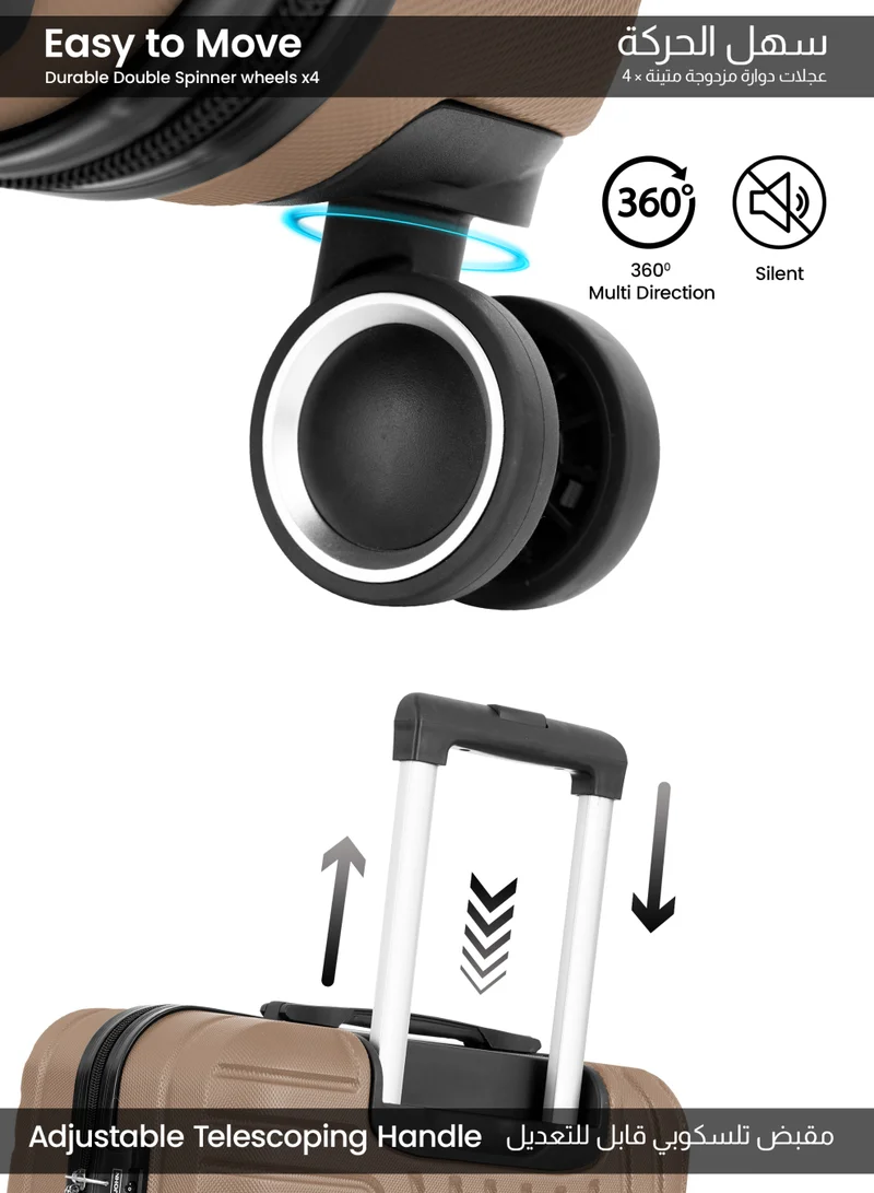 بارا جون حقيبة سفر بعجلات مقاس كابينة  بوصة خفيفة الوزن صلبة  تحمل . كجم بعجلات دوارة بيج
