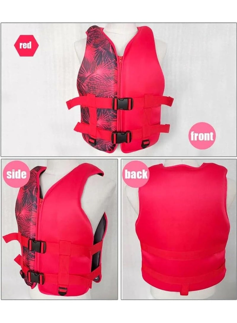 REBENUO Foam Neoprene Super Soft Professional Swimming Life Jacket Swim Vest Size XX-Large 90 to 120KG - Red - Image 5