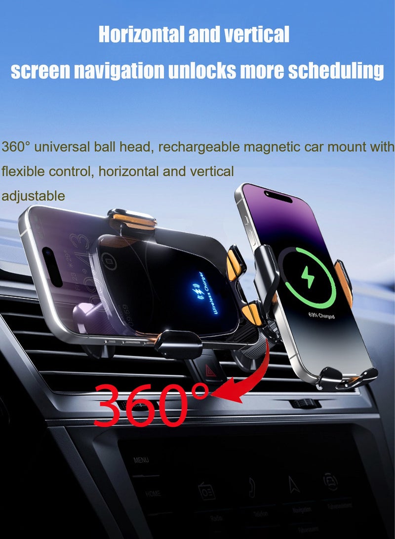 HEROCKX Car Holder Phone Mount 15W fast charging 2 in 1 Car Mobile holder Automatic clamping 360° rotation non-slip Suitable for iPhone/ Samsung/Huawei/Most Cars  - Image 2