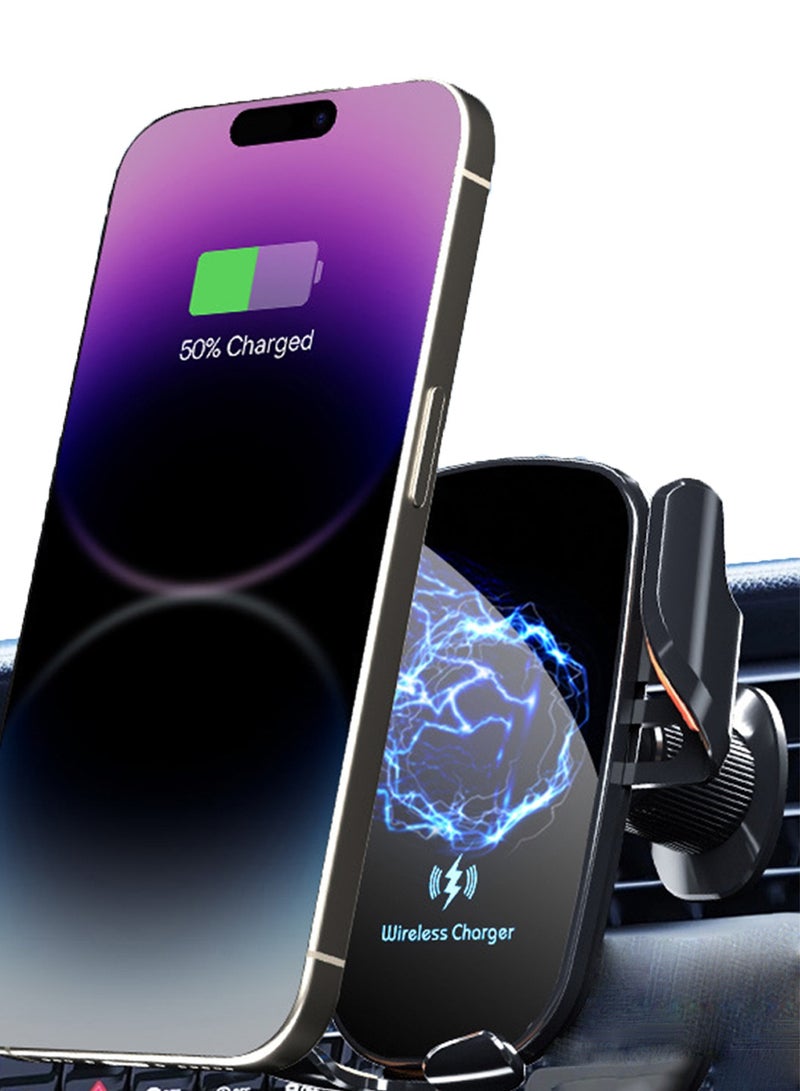 HEROCKX Car Holder Phone Mount 15W fast charging 2 in 1 Car Mobile holder Automatic clamping 360° rotation non-slip Suitable for iPhone/ Samsung/Huawei/Most Cars  - Image 1