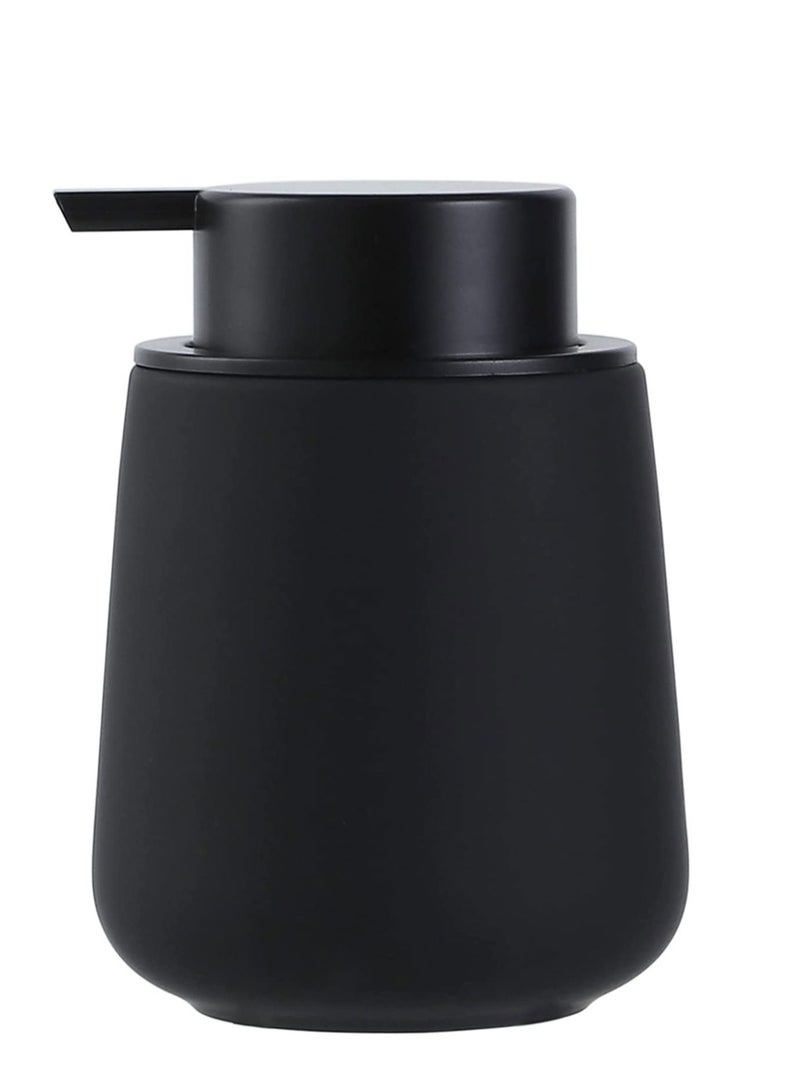 Barakah Soap Dispenser Black Ceramic Dish Refillable Liquid Hand Pump Modern Porcelain Handwashing Fluid Bottles 12Oz for Essential Oil Lotion Soap, Kitchen Bathroom - Image 1