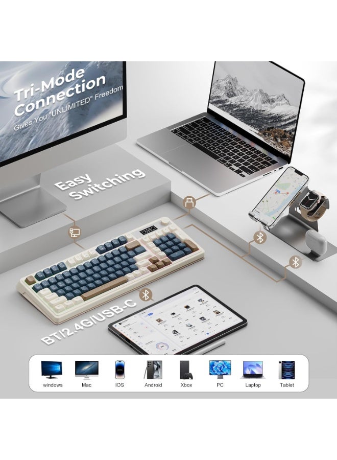 AULA S99 Pro Creamy Mechanical Gaming Keyboard – Tri-Mode BT/2.4G/USB-C, Smart Screen & Media Knob, Number Pad, RGB Backlit, Custom Mechanical Feel for MAC, PC, Xbox - Image 5