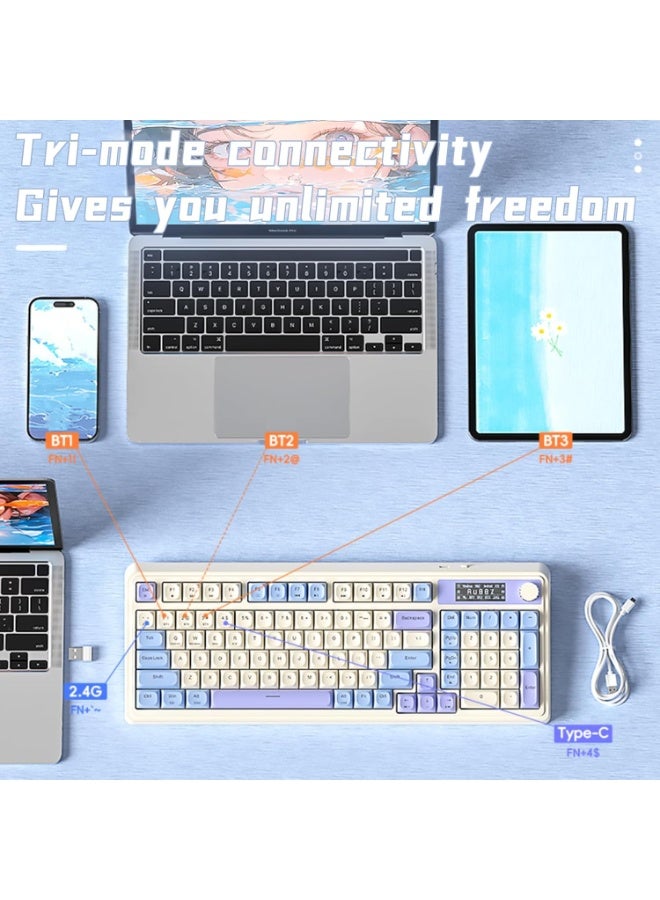 AULA S99 Pro Creamy Mechanical Gaming Keyboard – Tri-Mode BT/2.4G/USB-C, Smart Screen & Media Knob, Number Pad, RGB Backlit, Custom Mechanical Feel for MAC, PC, Xbox - Image 3