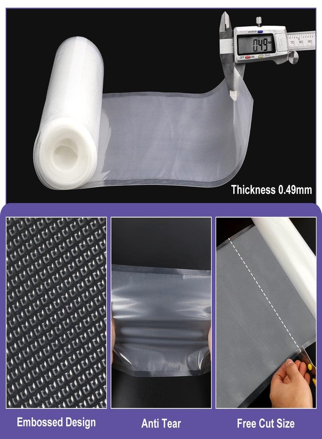 CAREGY Food Vacuum Sealer Rolls Bags 6 Pack 3 Rolls 8'' x 20' and 3 Rolls 11''x 20' Commercial Grade BPA Free Bag Rolls Embossed Food Saver Bags for Meal Prep,Sous Vide Cooking and Food Storage - Image 4