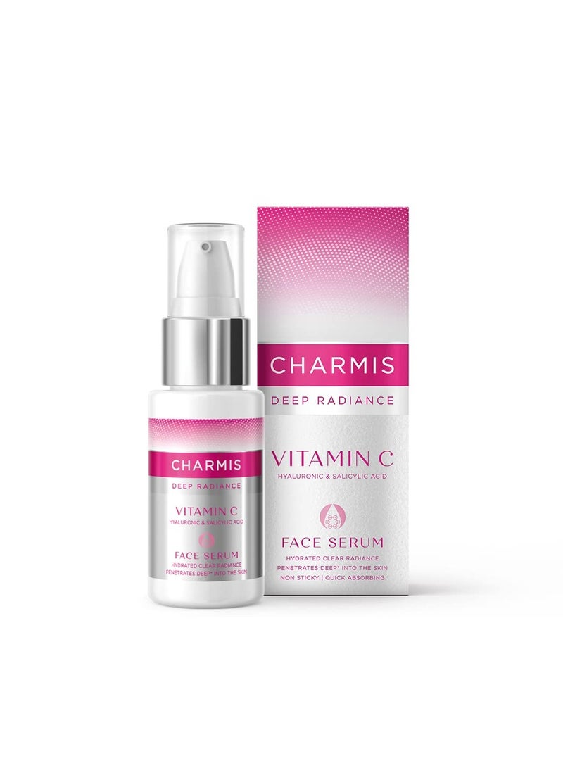 Charmis Deep Radiance Vitamin C Face Serum 30 ml | With Hyaluronic Acid & Salicylic Acid | Clear Skin in 2 weeks* | Non Sticky and Quick Absorbing | Dermat Tested | In-vivo testing - Image 1