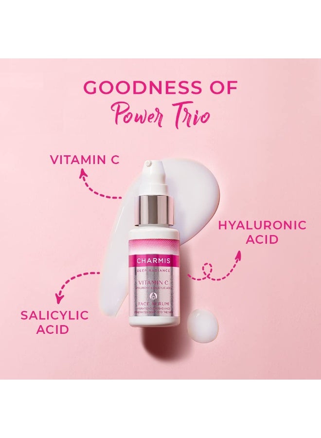 Charmis Deep Radiance Vitamin C Face Serum 30 ml | With Hyaluronic Acid & Salicylic Acid | Clear Skin in 2 weeks* | Non Sticky and Quick Absorbing | Dermat Tested | In-vivo testing - Image 3