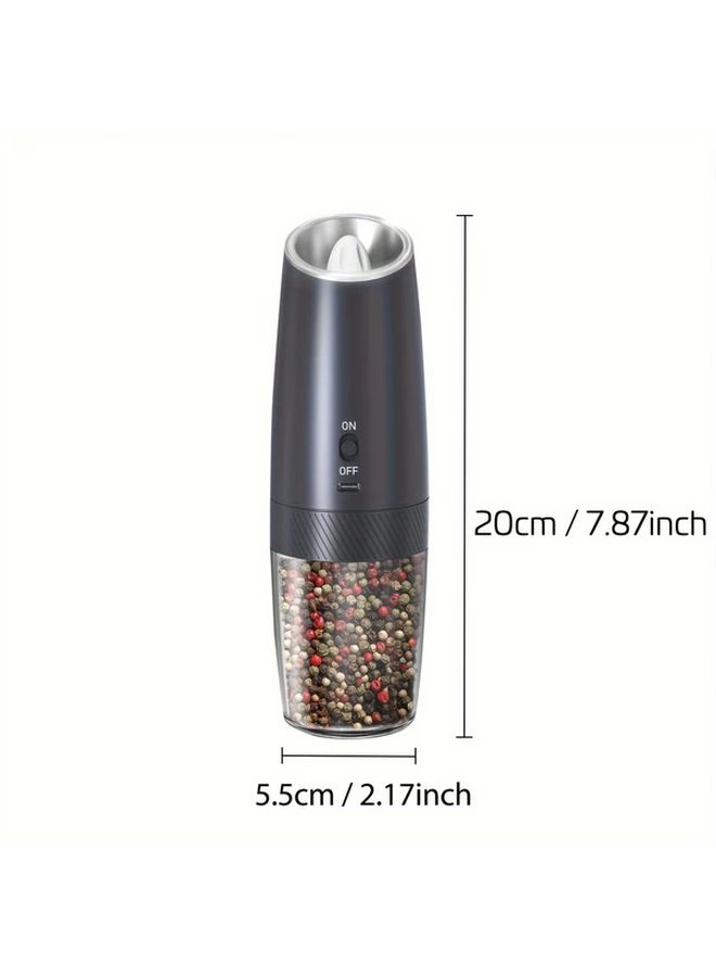 Electric Salt And Pepper Grinder Set Gravity Operation LED Light Black - Image 2