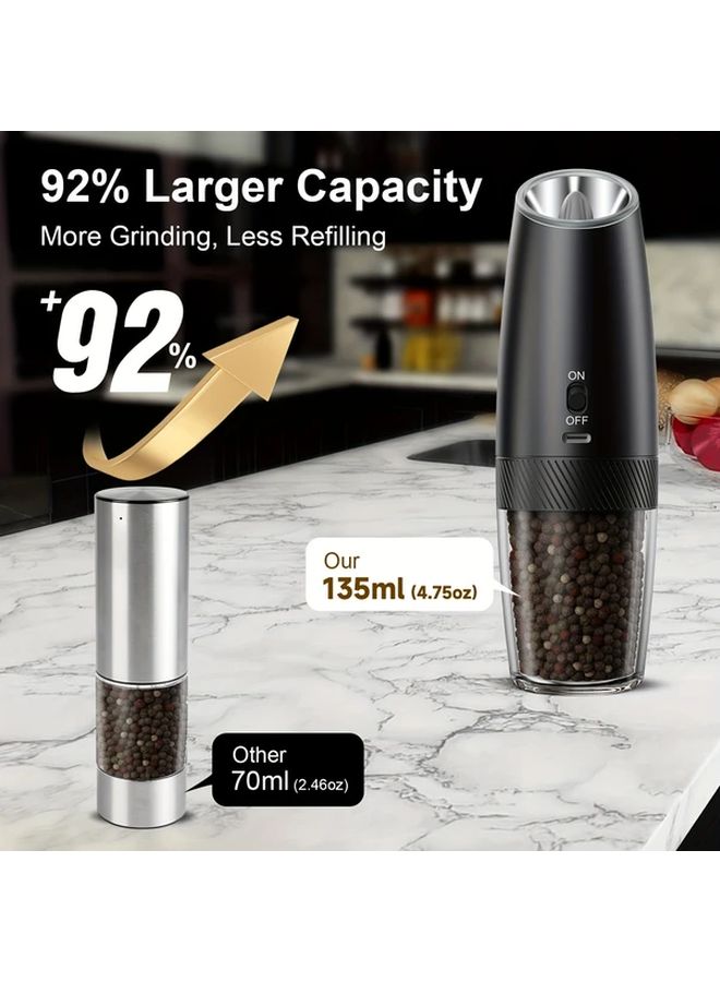Electric Salt And Pepper Grinder Set Gravity Operation LED Light Black - Image 4