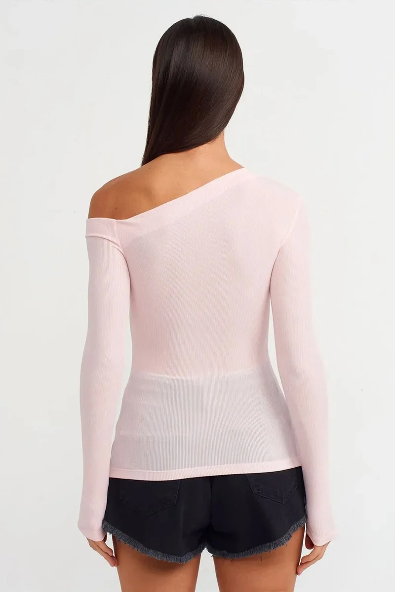 Dilvin DILVIN Asymmetrical Cut-Out Slim Fit Blouse