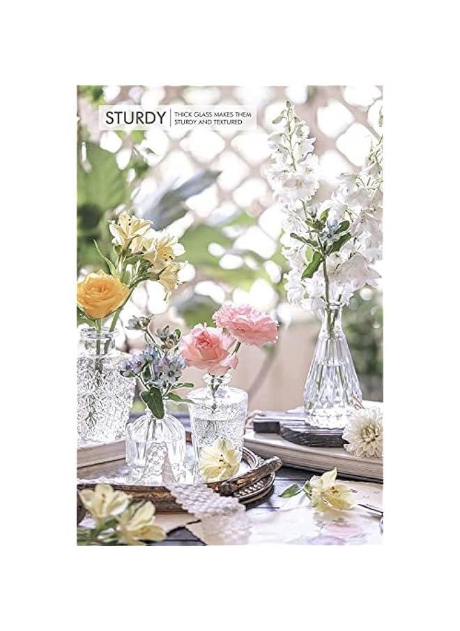 MIXDE - Glass Bud Vase Set of 10 - Small Vases for Flowers, Clear Bud Vases in Bulk, Cute Glass Vases for Centerpieces, Mini Vintage Vase for Rustic Wedding Decorations, Home Table Flower Decor - Image 1