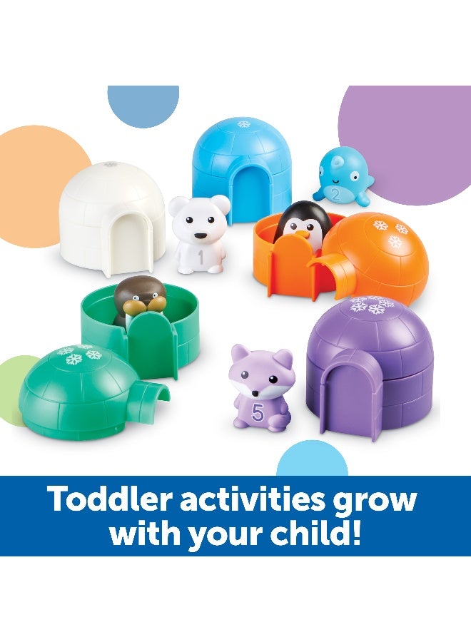 ليرننج ريسورسز موارد التعلم فرز الحيوانات القطبية والبحث عنها، لعبة تعليمية للأطفال الصغار تحتوي على 5 دمى أصابع حيوانية وإيجلو مرقمة، تُعلّم الألوان والعد والمهارات الحركية الدقيقة، للأعمار من 18 شهرًا فما فوق - Image 3