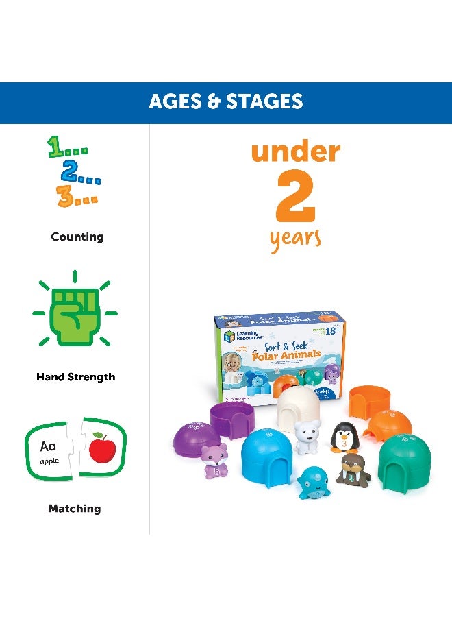 ليرننج ريسورسز موارد التعلم فرز الحيوانات القطبية والبحث عنها، لعبة تعليمية للأطفال الصغار تحتوي على 5 دمى أصابع حيوانية وإيجلو مرقمة، تُعلّم الألوان والعد والمهارات الحركية الدقيقة، للأعمار من 18 شهرًا فما فوق - Image 5