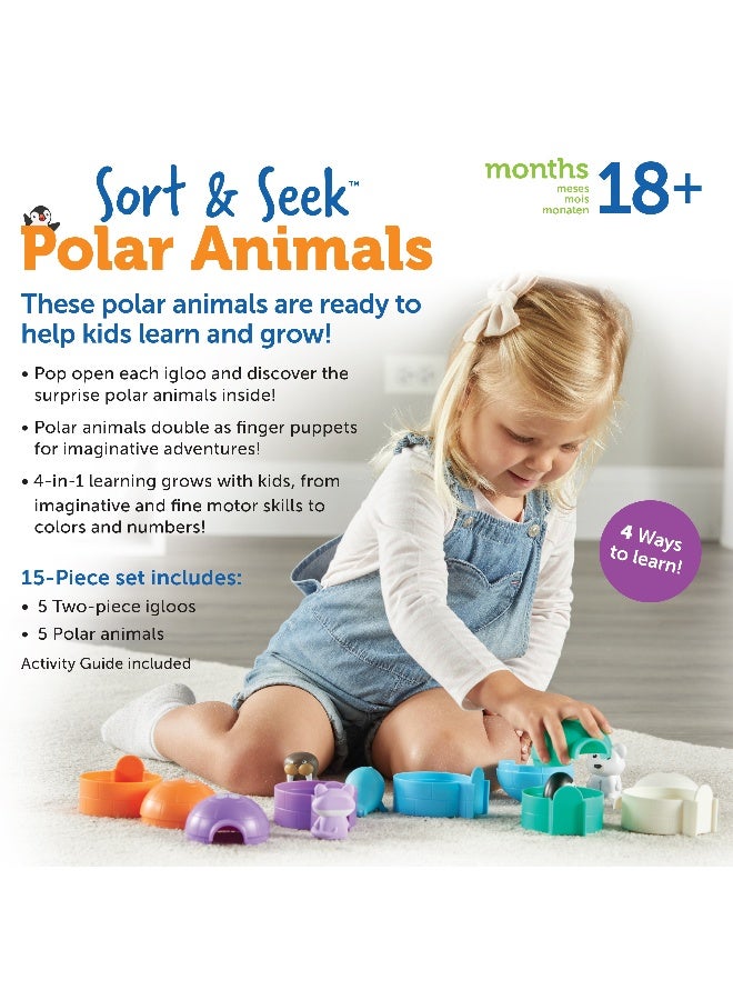 ليرننج ريسورسز موارد التعلم فرز الحيوانات القطبية والبحث عنها، لعبة تعليمية للأطفال الصغار تحتوي على 5 دمى أصابع حيوانية وإيجلو مرقمة، تُعلّم الألوان والعد والمهارات الحركية الدقيقة، للأعمار من 18 شهرًا فما فوق - Image 4