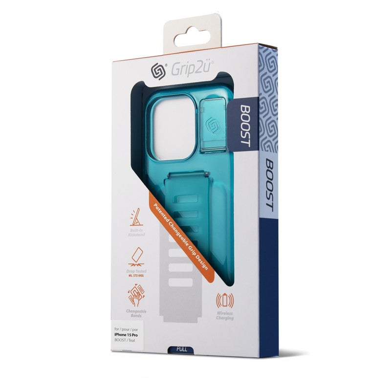 Grip2U iPhone15 Pro 6.1" BOOST Kickstand Teal – Premium Protective Accessory, Durable Material, Shock Resistant - Image 4
