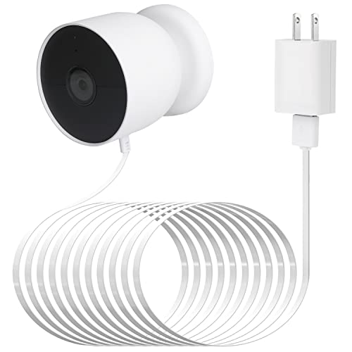 wochel Power Cable Compatible with Google Nest Cam Outdoor or Indoor, Battery, 30Ft/9.1m Weatherproof Outdoor Cable Continuously Charging Your Nest Camera (White) - Image 1