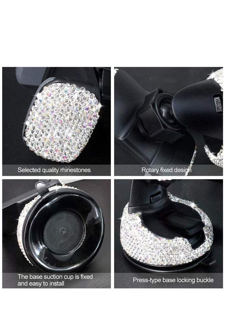 SYOSI Car Phone Holder, Auto Phone Mount Bling Rhinestone Crystal Car Accessories Can be Used for Windshield Dashboard and Air Outlet 360 Adjustable for iPhone Android (Black) - Image 3