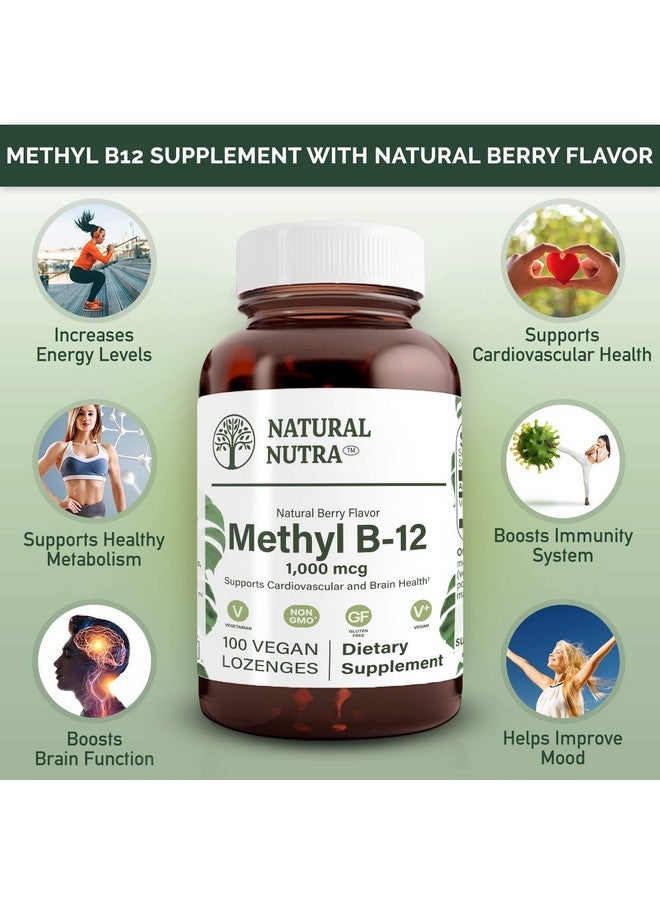 Natural Nutra Vegan Methyl B12 1000Mcg Methyl Cobalamin Vitamin B 12 1000 Mcg Supports Brain Cells Cardiovascular And Energy Booster Supplement Gluten Free 100 Vegan Lozenges - Image 3