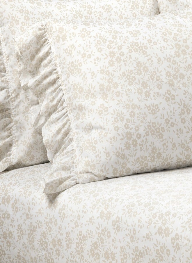 Lush Decor Garden of Flowers Ruffle Sheet Set Twin XL 4 Piece Set Neutral & White - Floral Sheets - College Twin XL Bed Sheets - Coquette Dorm Decor - Image 2
