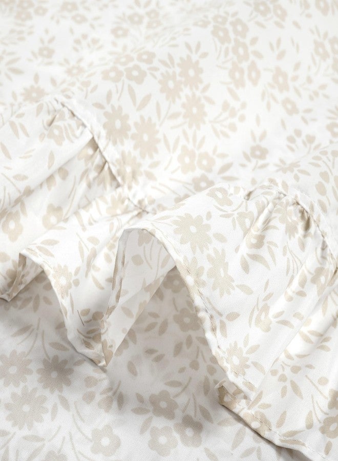 Lush Decor Garden of Flowers Ruffle Sheet Set Twin XL 4 Piece Set Neutral & White - Floral Sheets - College Twin XL Bed Sheets - Coquette Dorm Decor - Image 4