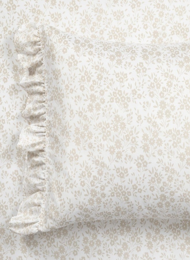 Lush Decor Garden of Flowers Ruffle Sheet Set Twin XL 4 Piece Set Neutral & White - Floral Sheets - College Twin XL Bed Sheets - Coquette Dorm Decor - Image 5