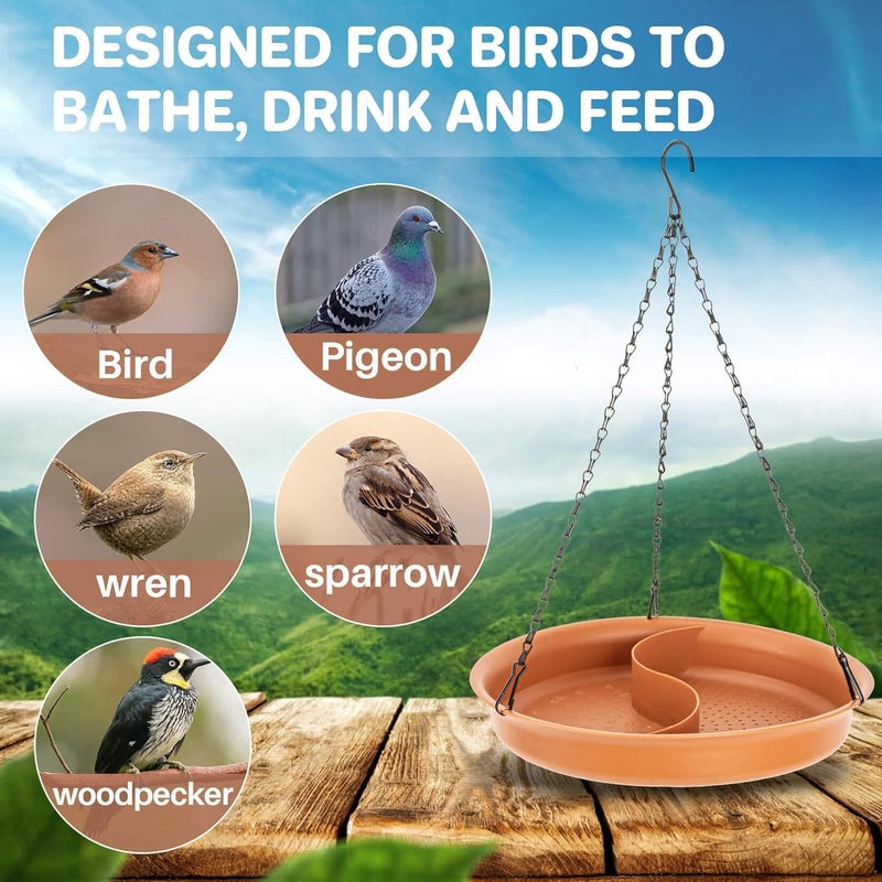 CARGEN Hanging Bird Bath for Outdoors - Hanging Bird-Feeder BirdBath Bowl Water Feeder for Garden Plate Tray BirdBath Tray Water or Seed - Image 5