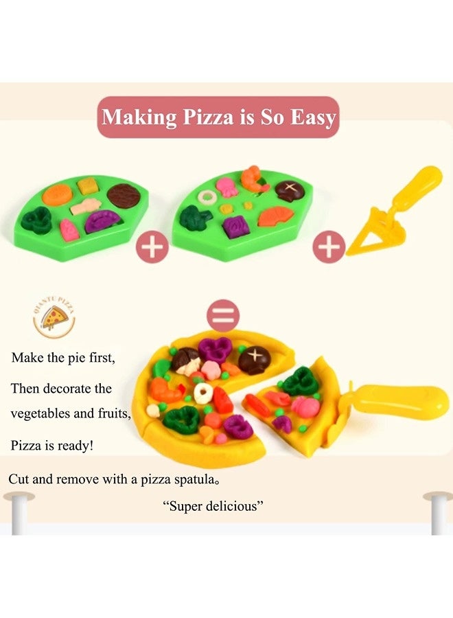 Vixplorn Kitchen toys, role-playing toys, creative clay toy set, waffle, pizza, and hamburger makers, toy chef role-playing food modeling tool set, includes 12 colors of clay, suitable for boys and girls, Easter or birthday gift (40 pieces). - Image 3