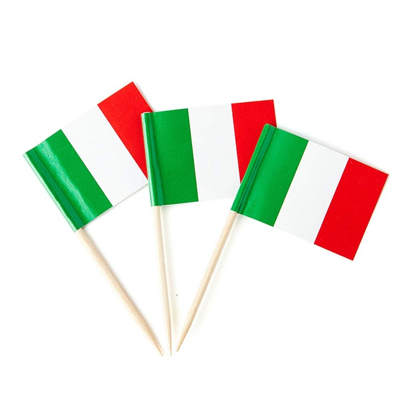 mflagperft علم إيطاليا أعلام صغيرة بعيدان الأسنان (100 قطعة) - Image 1