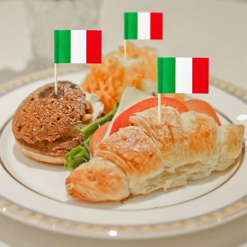 mflagperft علم إيطاليا أعلام صغيرة بعيدان الأسنان (100 قطعة) - Image 4