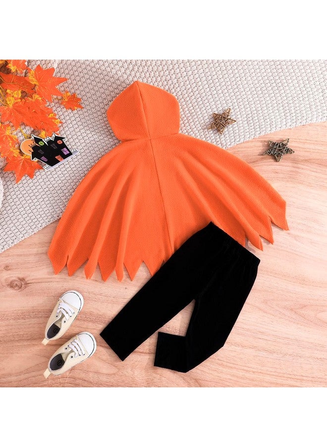 Winmany Winmany Baby Halloween Outfits Toddler Boys Girls Orange/White Hooded Cape Top Black Pants Set Dress up Costumes - Image 5