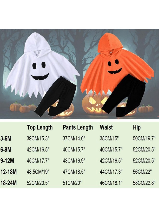 Winmany Winmany Baby Halloween Outfits Toddler Boys Girls Orange/White Hooded Cape Top Black Pants Set Dress up Costumes - Image 4