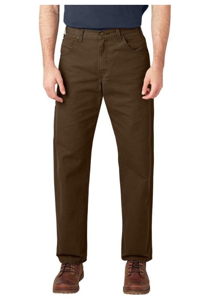 Dickies Men's Relaxed Fit Straight-Leg Duck Carpenter Jean in Brown, 42W x 30L - Image 1