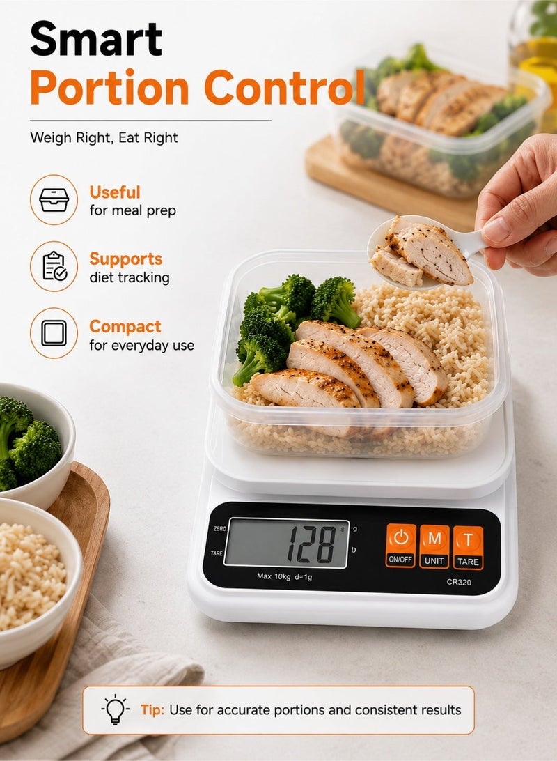 Leoxol Digital Kitchen Scale 10000g | LCD Display Food Weighing Scale | 1g Accuracy | Bowl Included Counter Scale With Tare Function For Cooking Baking Meal Prep - Image 4