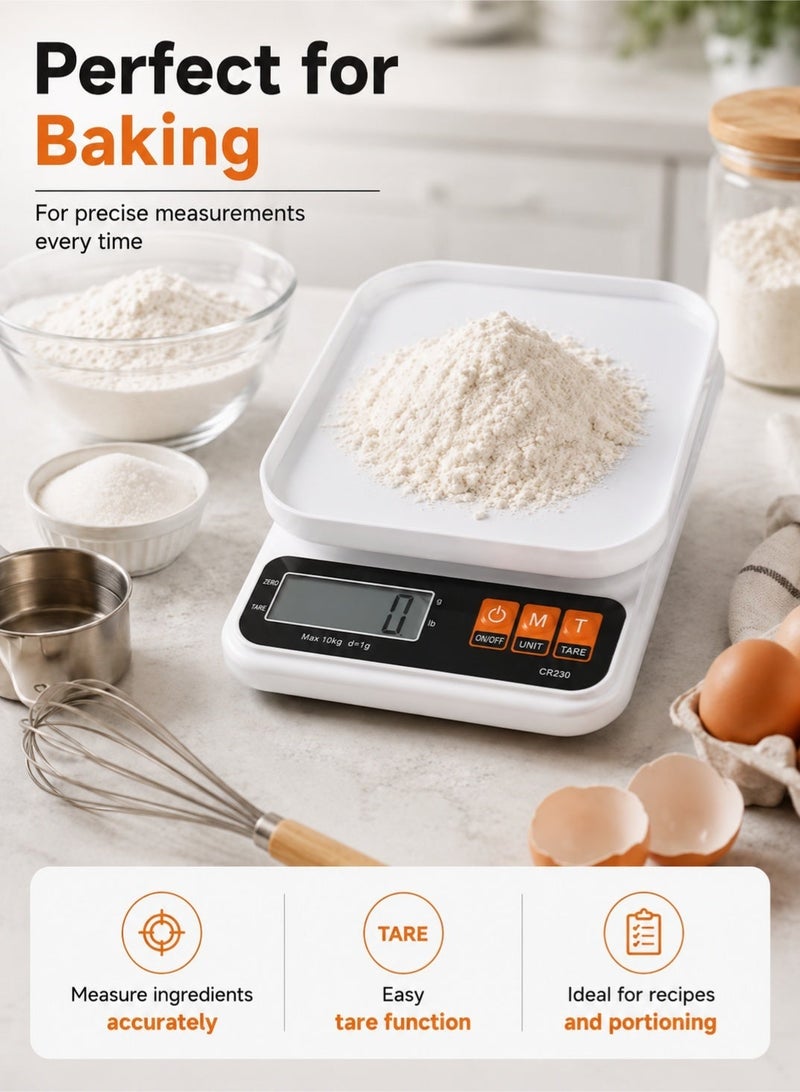 Leoxol Digital Kitchen Scale 10000g | LCD Display Food Weighing Scale | 1g Accuracy | Bowl Included Counter Scale With Tare Function For Cooking Baking Meal Prep - Image 3