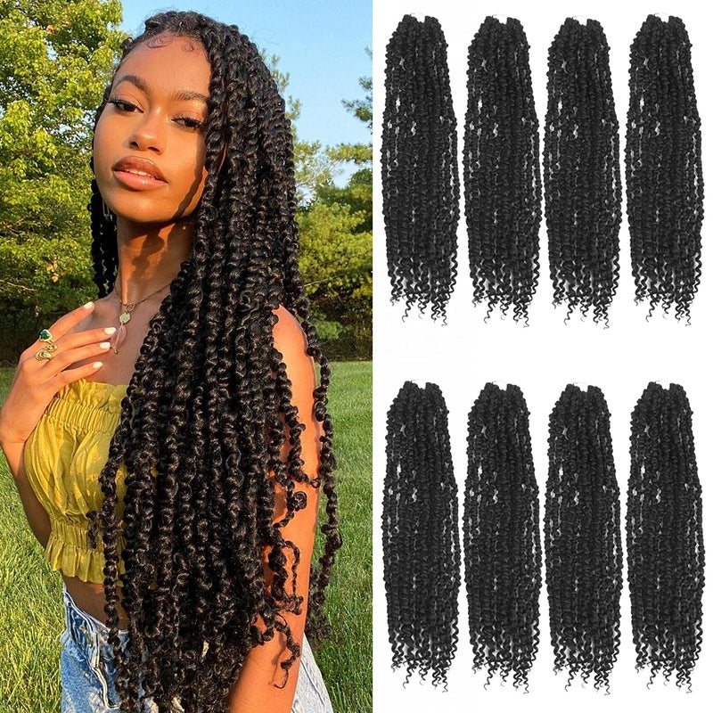Passion Twist Hair Pretwisted 24 Inch Passion Twist Crochet Hair 8 Packs Pre Looped Passion Twist Hair for Women Girls and Kids Crochet Braids Bohemian Crochet Hair Extensions 1B