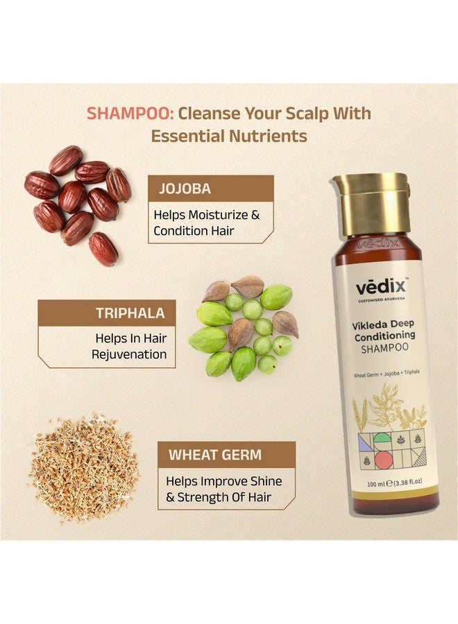 Vedix Customized Hair Fall Control Regimen for Dry Hair - Oily Scalp & Curly Hair - 3 Product Ayurvedic Kit - Anti Hair Fall Oil Neem + Lotus + Anti-Hairfall Shampoo For Dry Hair + Vithan Pro Hair Growth Serum - Image 3