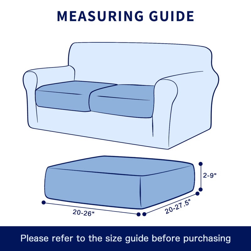 SUBRTEX Stretch Cushion Covers Couch Cushion Slipcovers RV Seat Covers Chair Loveseat Sofa Cushion Protector Spandex Elastic Furniture Protector for Seat(Ivory  2 Pieces) - Image 3