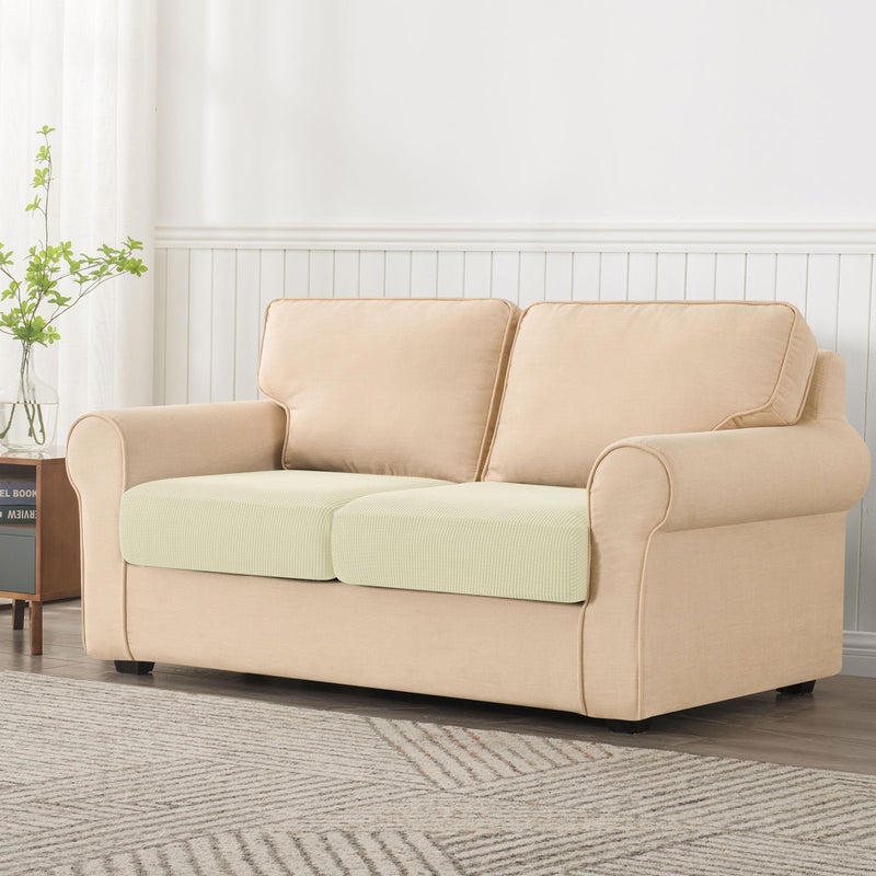 SUBRTEX Stretch Cushion Covers Couch Cushion Slipcovers RV Seat Covers Chair Loveseat Sofa Cushion Protector Spandex Elastic Furniture Protector for Seat(Ivory  2 Pieces) - Image 2