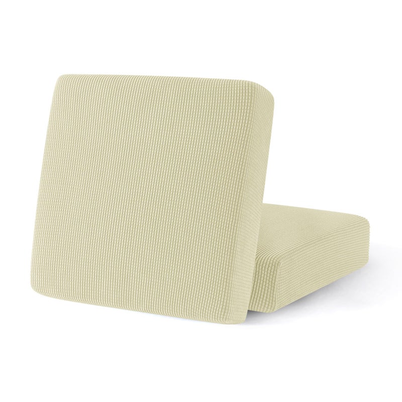 SUBRTEX Stretch Cushion Covers Couch Cushion Slipcovers RV Seat Covers Chair Loveseat Sofa Cushion Protector Spandex Elastic Furniture Protector for Seat(Ivory  2 Pieces) - Image 1
