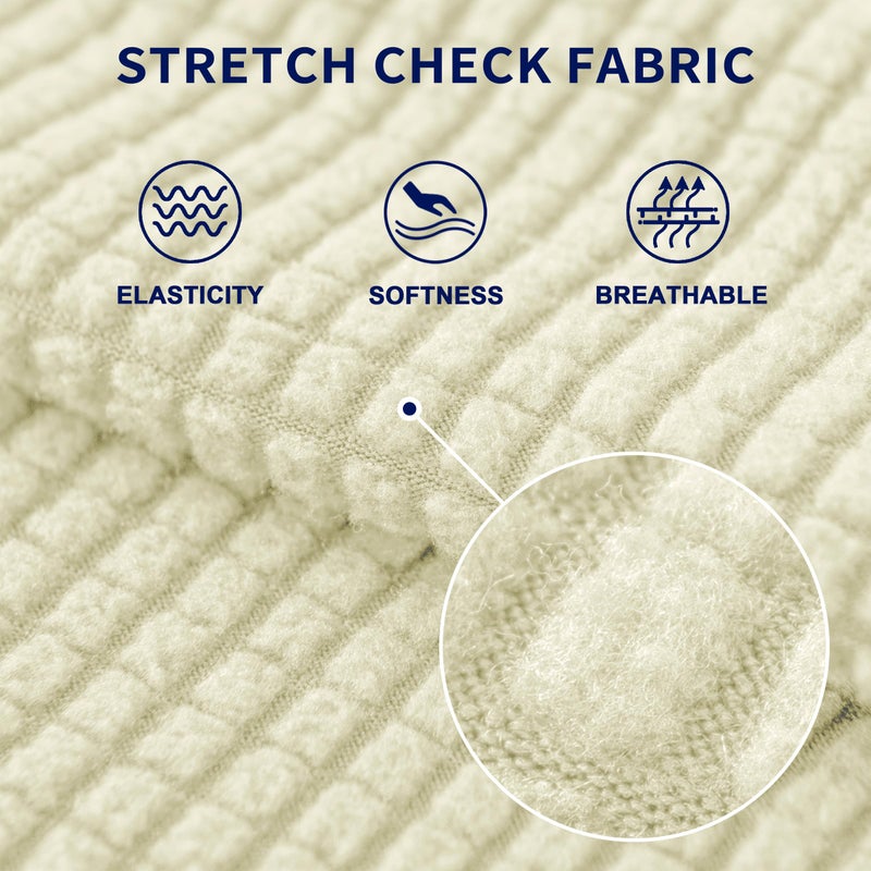 SUBRTEX Stretch Cushion Covers Couch Cushion Slipcovers RV Seat Covers Chair Loveseat Sofa Cushion Protector Spandex Elastic Furniture Protector for Seat(Ivory  2 Pieces) - Image 4